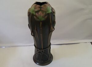 Art Nouveau Turn Teplitz Water Lilly Vase In Jugendstil Pewter Mount C1908