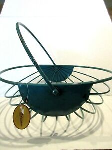 French Country Wire Basket Flower Egg Gathering Swivel Handle New