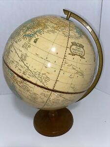 Vintage Cram S Imperial World 12 Inch Rotating Globe Beige Cream Color