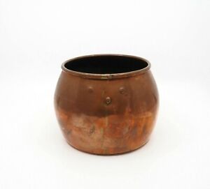 Antique 1910 Hand Made Copper Bowl Jardini Re Vase Pot After Dirk Van Erp