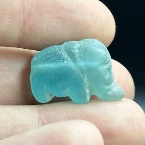 Unique Ancient Roman Glass Elephant Carved Old Bead