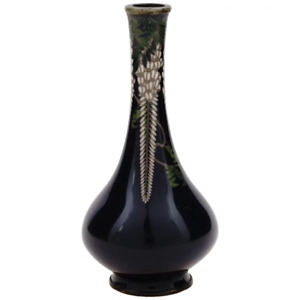 Antique Meiji Japanese Cloisonne Enamel Miniature Wisteria Vase Signed