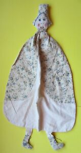 Vintage American Fold Art Embroidered Doll Large 30 Clothes Pin Hanger Bag