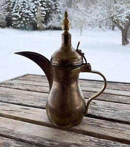 Vintage Antique Brass Arabic Dallah Coffee Pot Pitcher Made In Portugal 9 