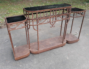 Antique French Art Deco Wrought Iron Console Table