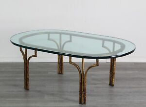 Vintage Hollywood Regency Faux Bamboo Coffee Table Italian Gilded Coffee Table