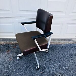 Vtg Good Form Brown Black Aluminum Office Arm Chair Adjustable