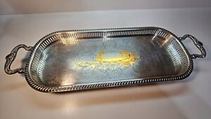 Sheridan Silver Co 7 1 2 X19 1 2 Silver Plate Rectangular Handled Serving Tray