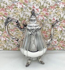 Vintage Wallace Baroque Silverplate Coffee Tea Pot Ornate Footed 282
