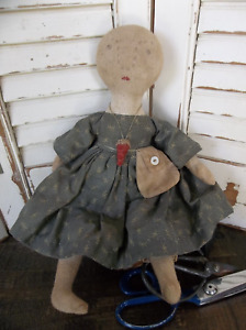 Primitive Folk Art Calico Prairie Doll