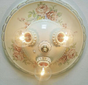 165b Vintage Antique Ceiling Light Fixture Porcelain Lamp Hall Bath