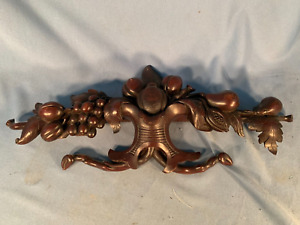 Victorian Walnut Grapes Leaves Hand Carving Pediment Salvaged Crest 19 Long