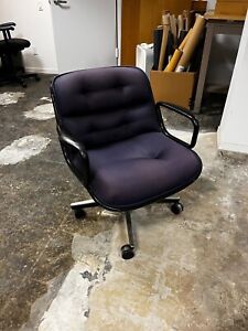 Vintage Mcm Knoll Pollock Upholstered Purple Swivel Executive Office Chair