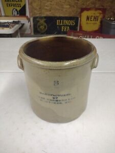 Antique Chas Hermann Co Milwaukee 3 Gallon Salt Glaze Stoneware Crock