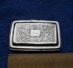 Antique Coin Silver Card Case Picture Frame Mono Anne Nr