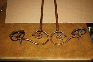Matched Pair Antique Victorian Natural Gas Light Fixtures Chandeliers Salvage