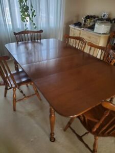 Mid Century Solid Maple Buckwheat Brown 7pc Dining Set Made By Kling Colonial