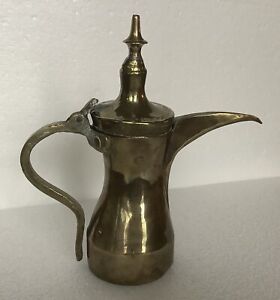 Vintage Arabic Middle Eastern Brass Dallah Coffee Pot 10 In Lid Has Come Loose