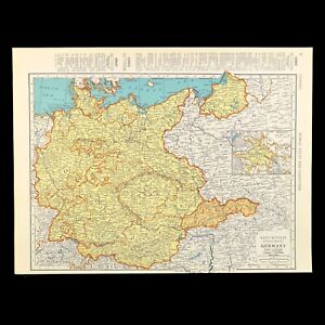 1941 Antique Germany Map Wartime Wwii Map Of Germany Gallery Wall Art Home Decor