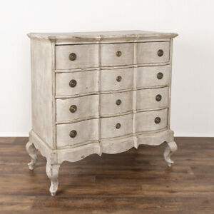 Antique Rococo Oak Large Chest Of Drawers Painted Gray