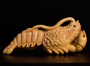 D211 8 3 5 2 6 Cm Boxwood Carving Figurine Lobster Shrimp