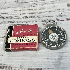 Vintage Airguide Pocket Compass Original Box Used