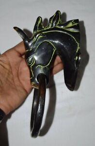 Antique Doorbell Brass Horse Head Figurine Furniture Home Door Knocker Ring Op27