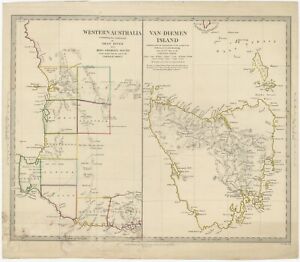 Antique Map Of Western Australia And Van Diemen S Land By Walker 1833 