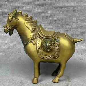 Vintage Chinese Pure Copper Brass Handmade Exquisite Horse Statue 91258