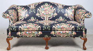 Conover Mahogany Chippendale Style Sofa Claw And Ball Feet Designer Fabric