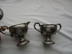 Antique Sterling Silver Weighted Cream And Sugar Set Vintage Decor