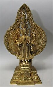 Fine 15 Gilt Bronze Tibetan Chinese Asian Hindu Figure W Many Heads Arms