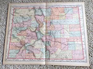 Colorado Vintage Original Antique State Map Rand Mcnally 1899 Atlas 28 X 21 5 