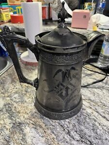 Antique Wilcox Quadruple Silverplate Large Ornate Coffee Pot