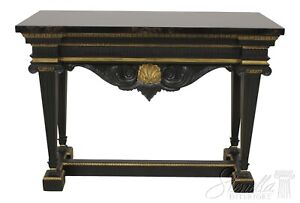 L56848ec John Widdicomb Neoclassical Black Gold Console Table