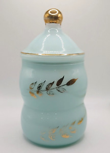 Vintage Colonial Glass Blendo Apothecary Jar W Lid Retro Glass Robin Egg Blue