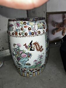 Antique Chinese Qian Long Dynasty Famille Rose Porcelain 10 Garden Seat 
