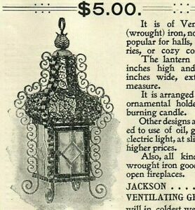 1896 Victorian Architecture Ad Venetian Wrought Iron Lantern Lighting Swag 4021
