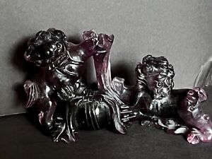 Carved Amethyst Foo Fu Dogs Excellent