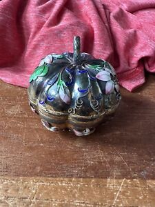 Chinese Export Sterling Silver Enamel Flower Box