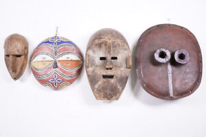 Teke And Bamana 4 Mask Lot 9 75 16 African Tribal Art