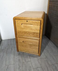 Vintage Heavy Duty Industrial Mission Oak Wood Filing File Cabinet 2 Drawer M24