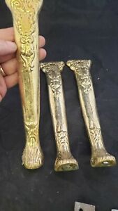 Set 3 Church Salvaged Brass Legs Claw Foot 10 5 Victorian Sacrificial Yl 