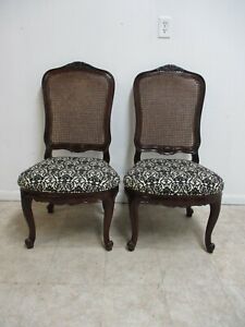 Pair Century Furniture French Country Cane Back Dining Chairs A