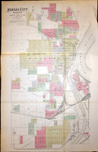 1887 Map Kansas City Kansas X Large City Map 25 X 38 Free S H 005