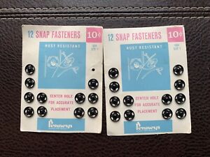 Set Of 2 Vtg Penneys Snap Fastener Cards Sew On Snaps Sewing Notion W Germany