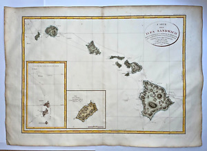 Hawaii Iles Sandwich 1799 George Vancouver Very Large Antique Engraved Map