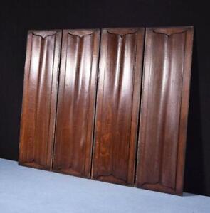 Antique French Gothic Revival Panels In Oak Wood Salvage W Linen Fold Carvings