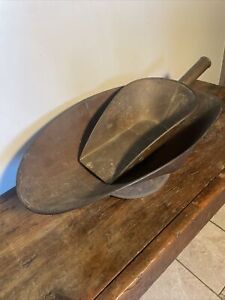 Beautiful Pair Antique Copper Scale Weigh Pan With Scoop