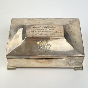 Antique Solid Silver Cedar Cigarette Box George Unite 1917 Military Interest